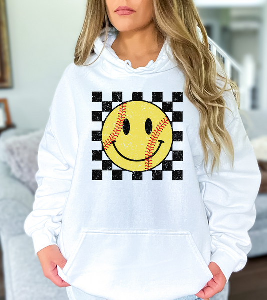 Distressed Softball Checkered