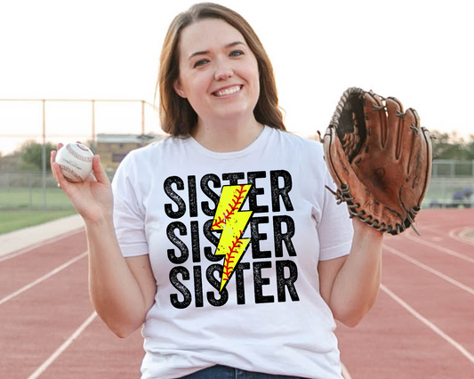 Sister Repeat Softball Lightning Bolt