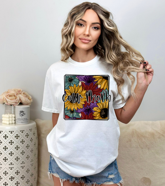 Floral Box Cow Mom - DTF Transfer