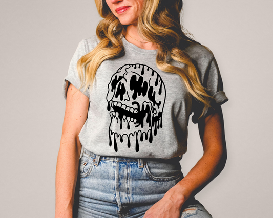 Drippy Skull- Black Ink DTF Transfer