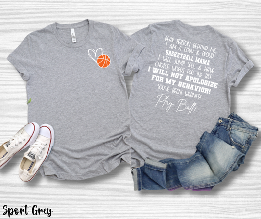 Loud & Proud Basketball Mama - Back ONLY