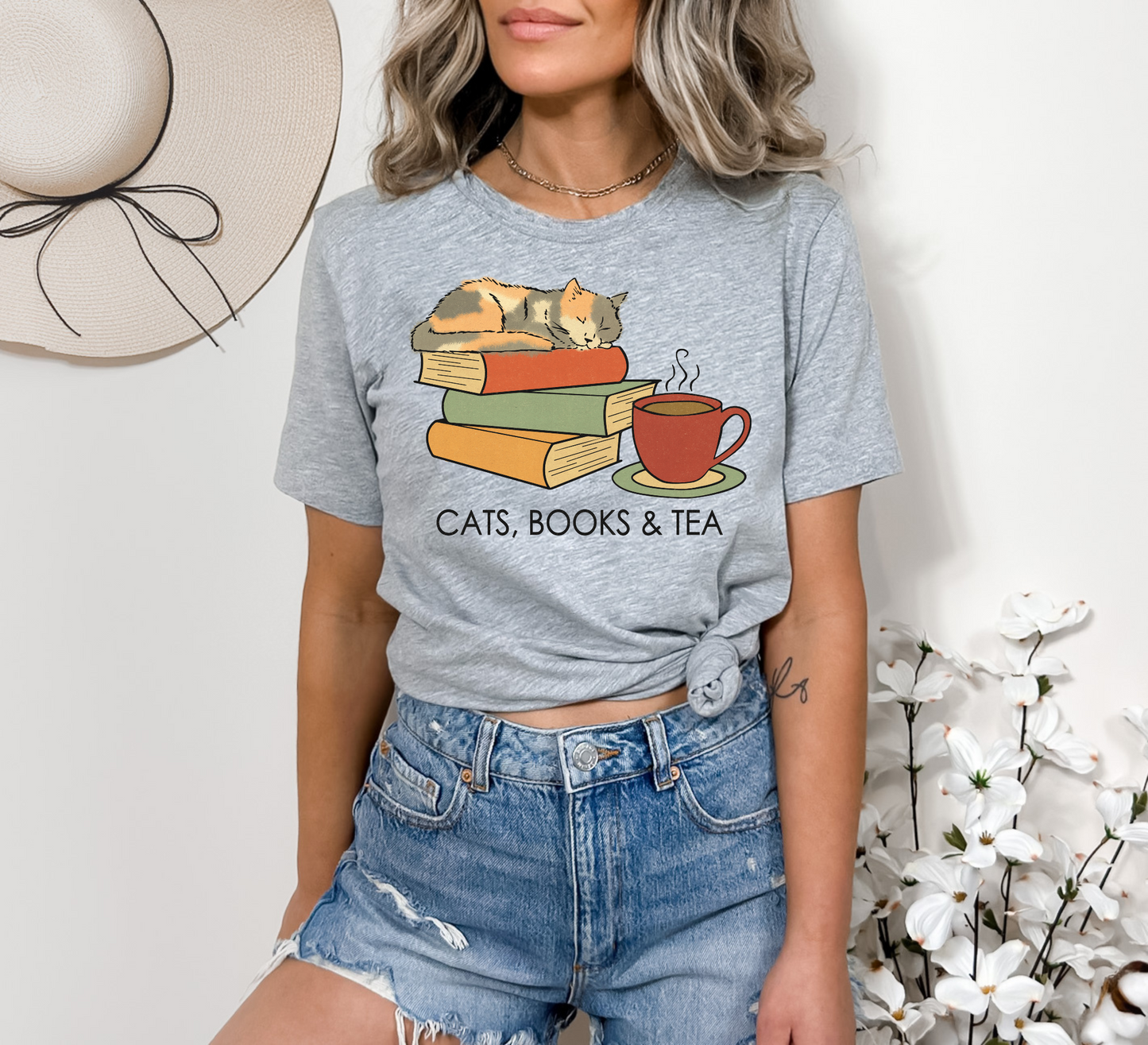 Cats Books Tea DTF Transfer