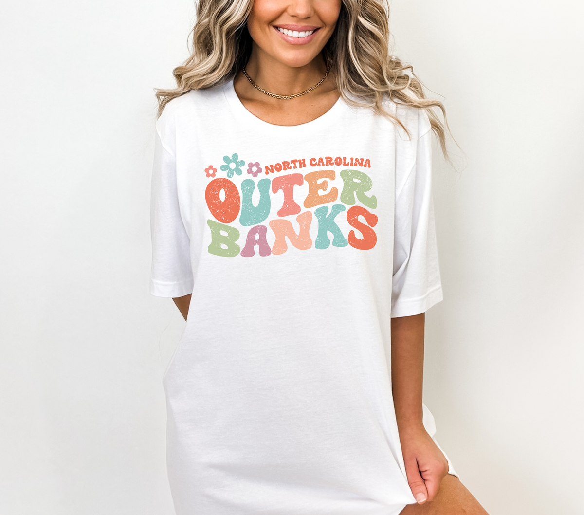 North Carolina Outer Banks Retro Wavy DTF Transfer