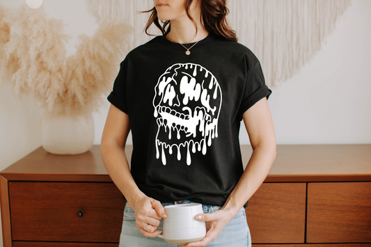 Drippy Skull- White Ink DTF Transfer