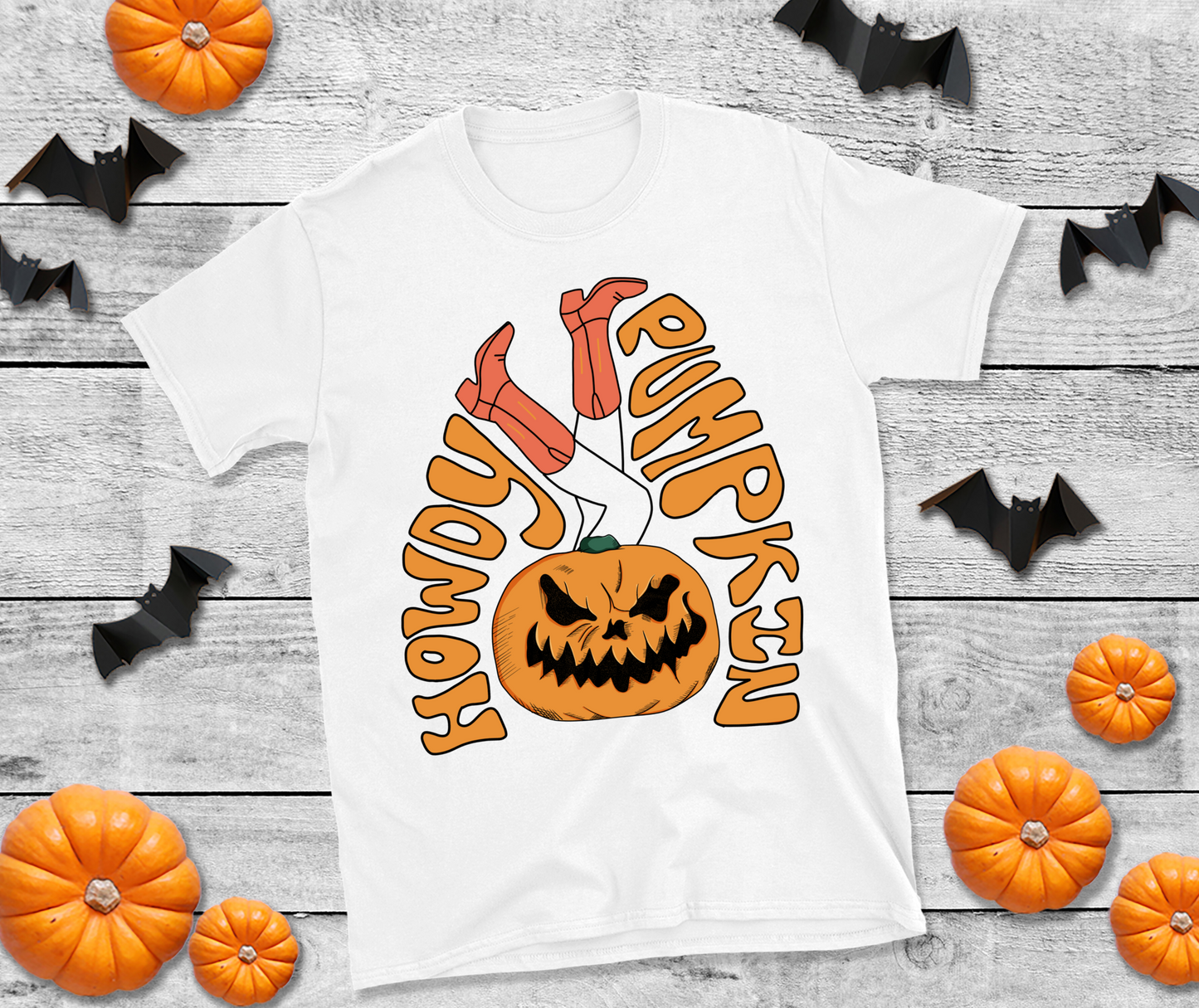 Howdy Pumpkin Cowgirl Boots DTF Transfer