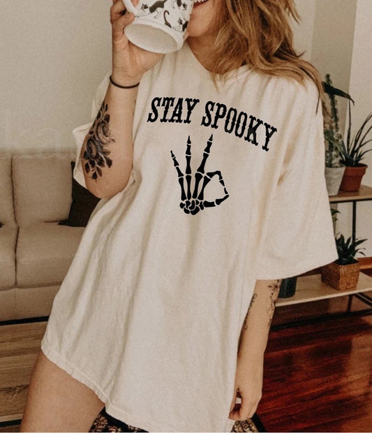 Black Stay Spooky Skeleton Hand DTF Transfer