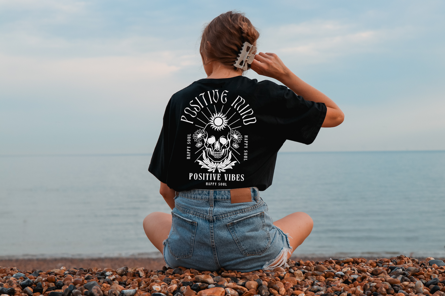 Positive Mind Positive Vibes White DTF Transfer