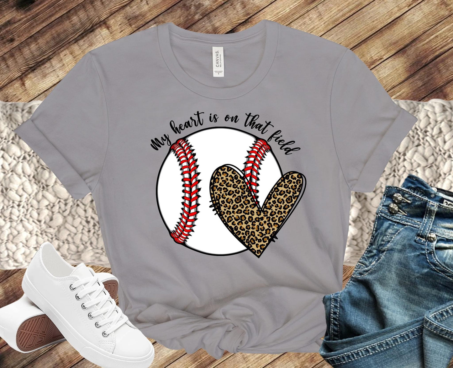 Baseball - My Heart is on that Filed Leopard Heart