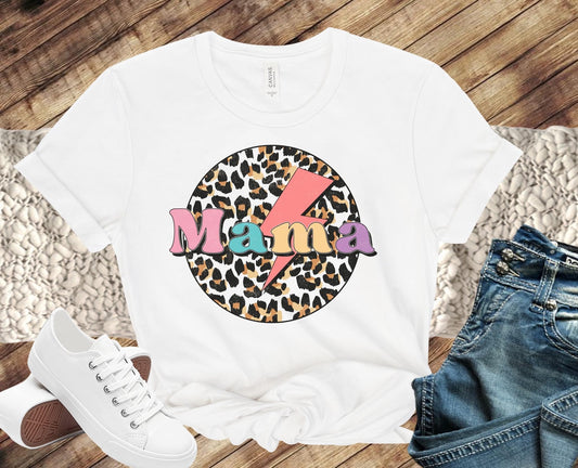 Leopard Circle Lightening Bolt MAMA