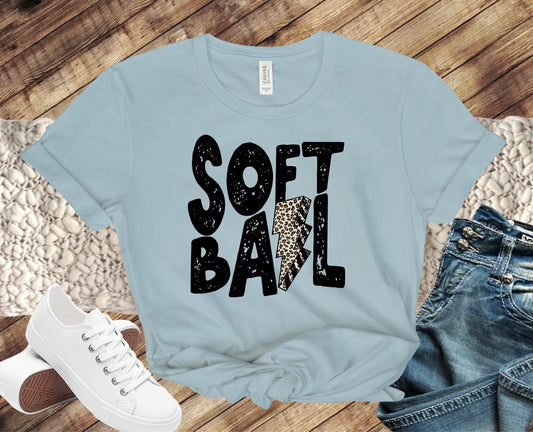 Leopard Lightening Bolt Softball