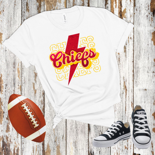 Retro Chiefs Lightning Bolt-  DTF Transfer