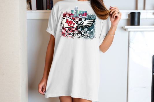 Game On Super Bowl Glitter Checkered -  DTF Transfer