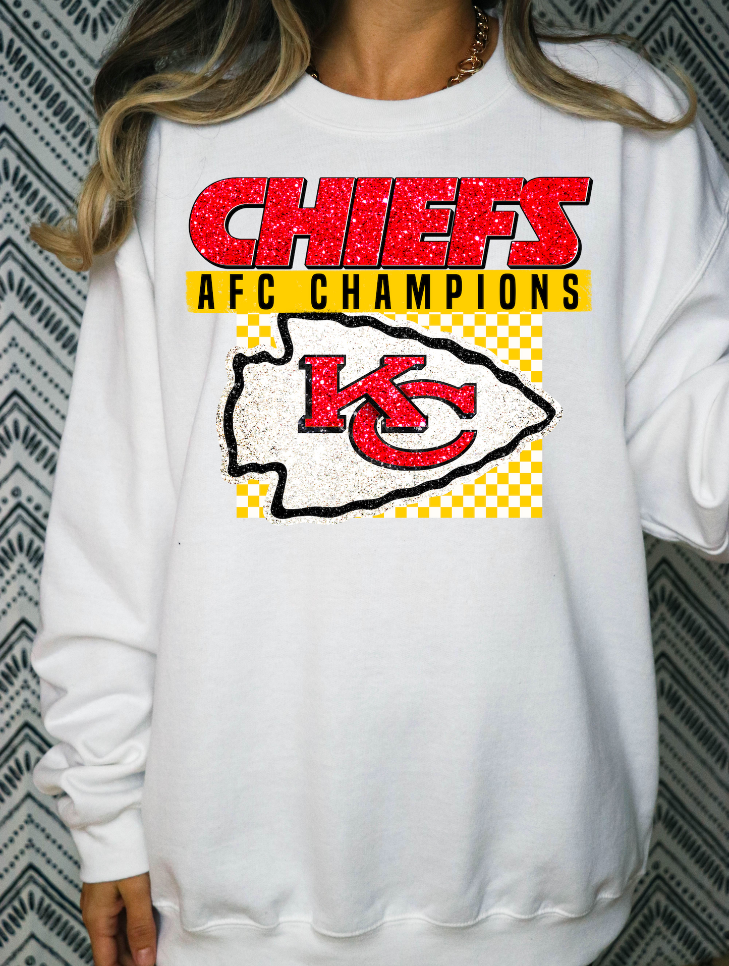 Chiefs AFC Champs Yellow Checker -  DTF Transfer