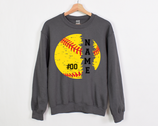 Personalized Distressed Softball Name & Number - DTF Transfer
