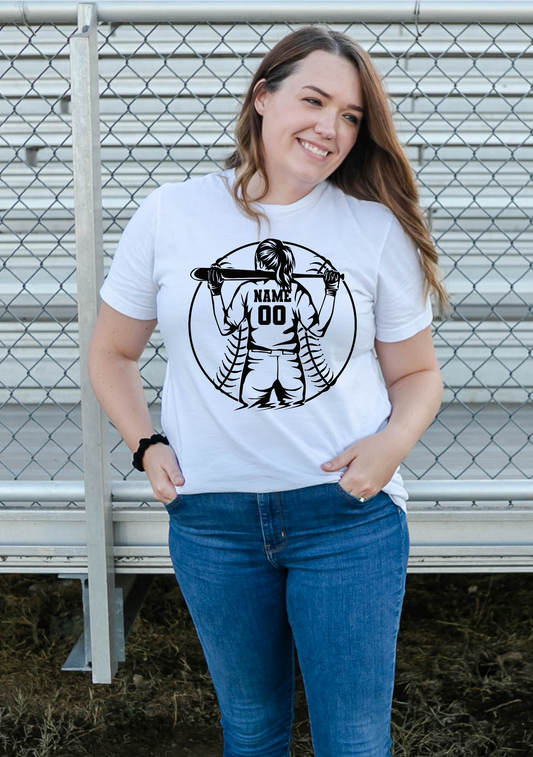 Personalized Softball Player Name & Number - DTF Transfer