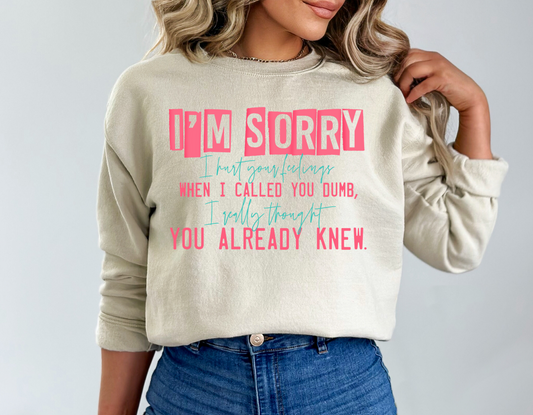 I'm Sorry Pink & Blue - DTF Transfer