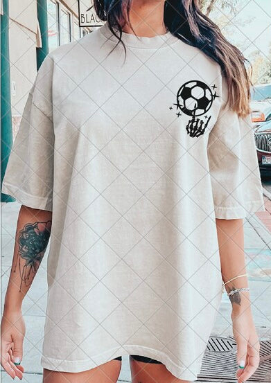 Black Soccer Rock On Skull Hand Pocket DTF Transfer