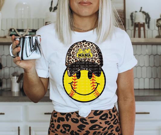 Softball Ball Cap Smiley DTF Transfer