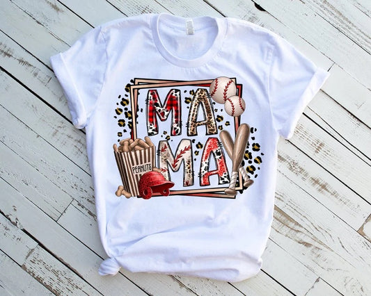 Mama Baseball Leopard Glitter Plaid DTF Transfer