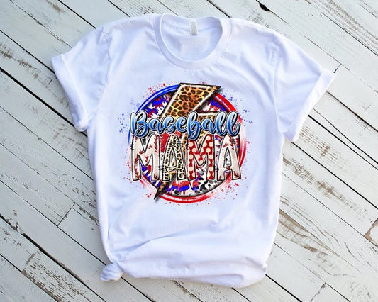 Baseball Mama Lightning Bolt Circle DTF Transfer