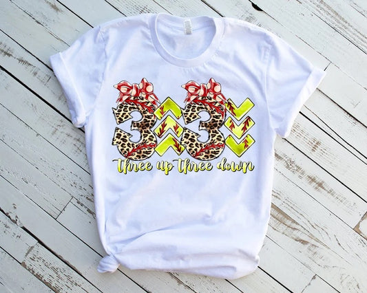 3 Up 3 Down Softball DTF Transfer