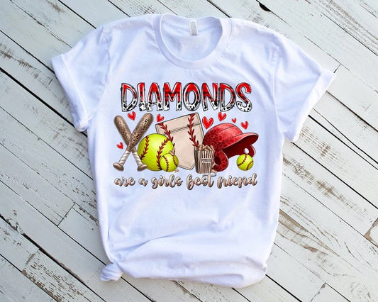 Diamonds are a girls best friend softball  - DTF Transfer