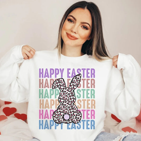 Happy Easter Repeat Leopard Bunny - DTF Transfer