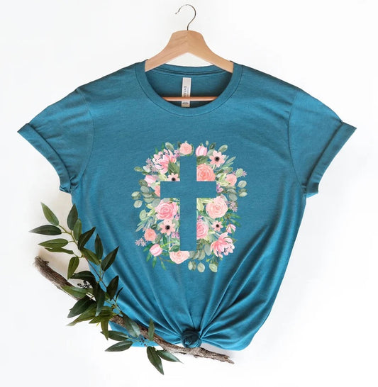 Floral Cross - DTF Transfer