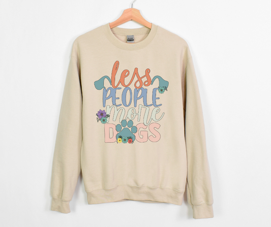 Less People More Dogs Floral Paw Print Dog Ears DTF Transfer