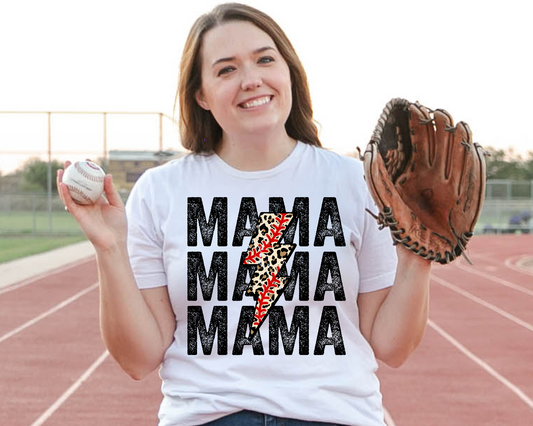 Mama Repeat Leopard Baseball Lightning Bolt