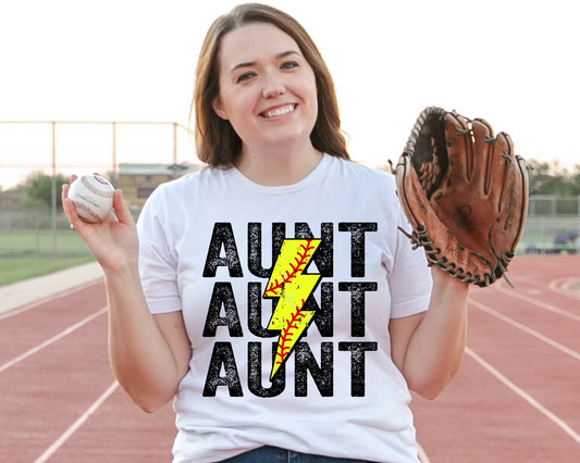 Aunt Repeat Softball Lightning Bolt