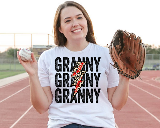 Granny Repeat Leopard Baseball Lightning Bolt