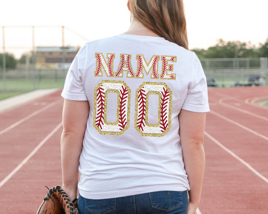 Gold Chenille Baseball Name & Number