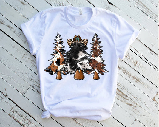 Western Christmas Trees DTF Transfer